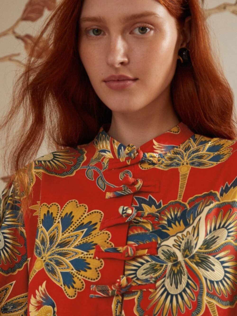 Farm Rio Red Maxi Floral Long Sleeve Mini Dress Size XL - Picture 3 of 6